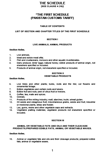 Pakistan Customs Tariff